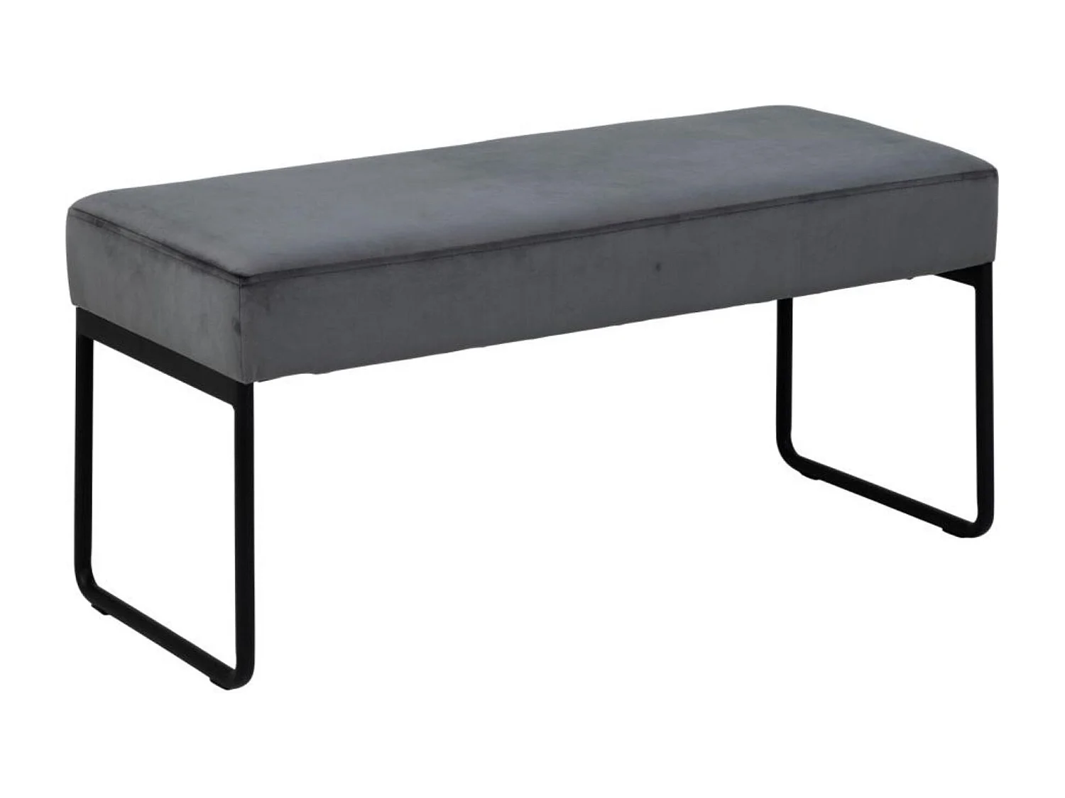 Banc en velours gris et pieds en métal L95 - VOLEK