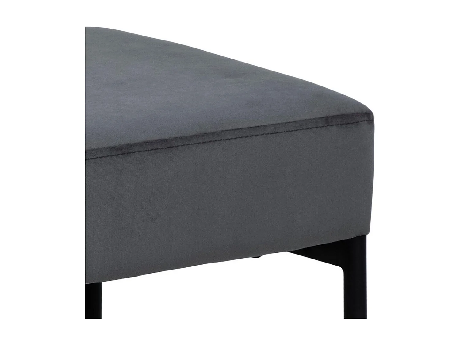 Banc en velours gris et pieds en métal L95 - VOLEK