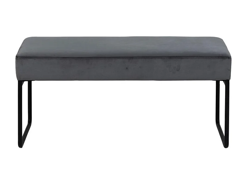 Banc en velours gris et pieds en métal L95 - VOLEK
