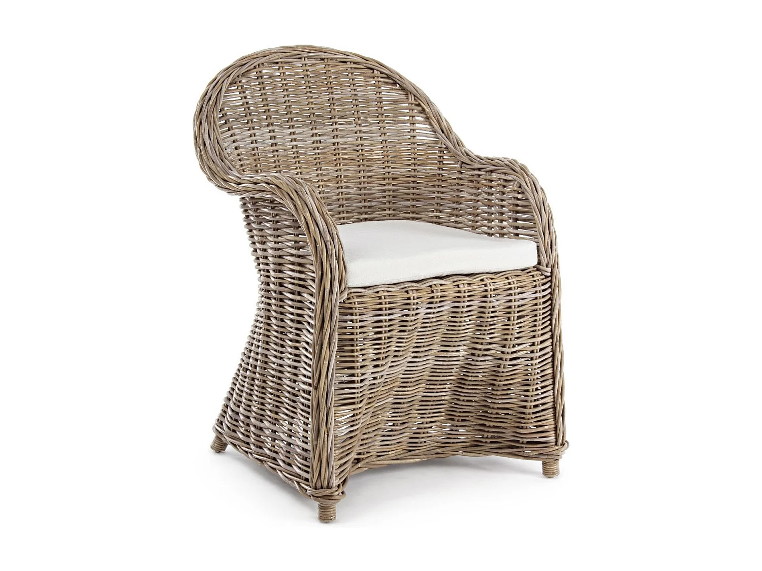 Fauteuil en rotin naturel et coussin en coton - SAINT TROPEZ