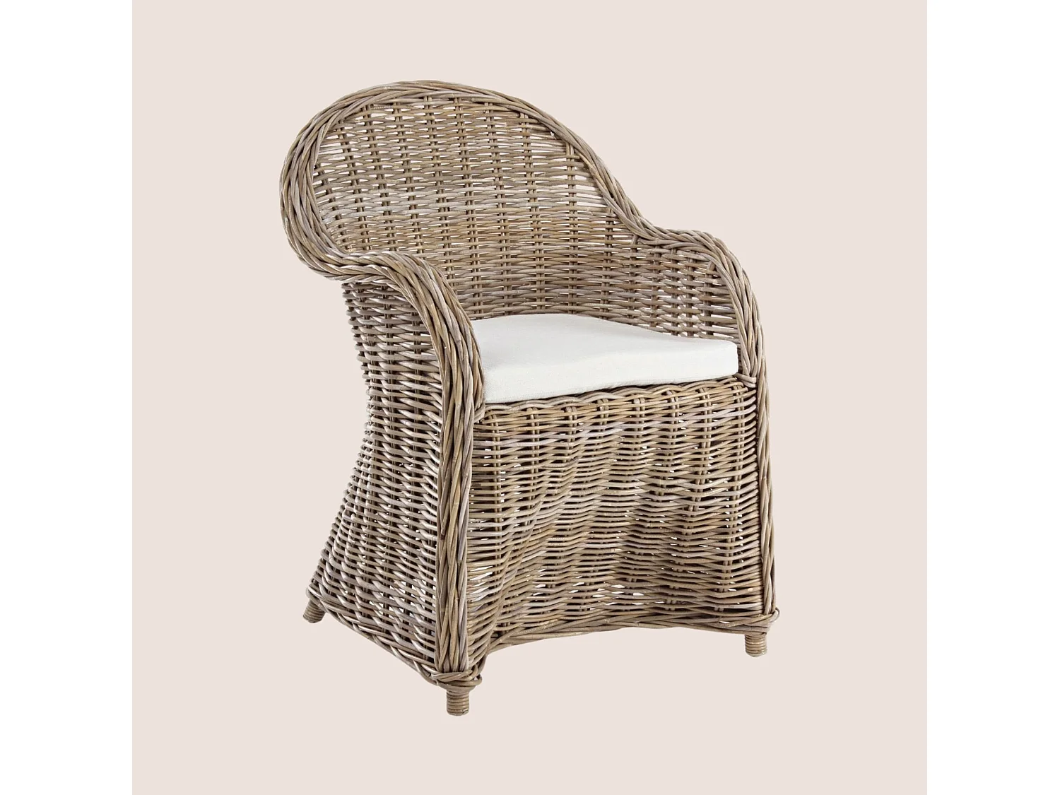 Fauteuil en rotin naturel et coussin en coton - SAINT TROPEZ