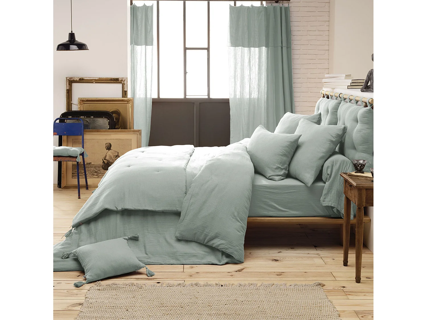 Housse de couette double gaze de coton eucalyptus 260x240 cm