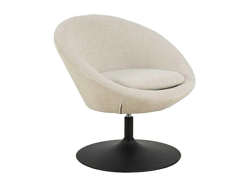 Fauteuil rond organique pivotant en tissu beige - NAEL