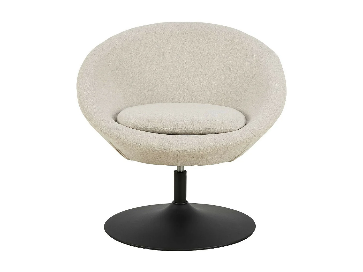 Fauteuil rond organique pivotant en tissu beige - NAEL