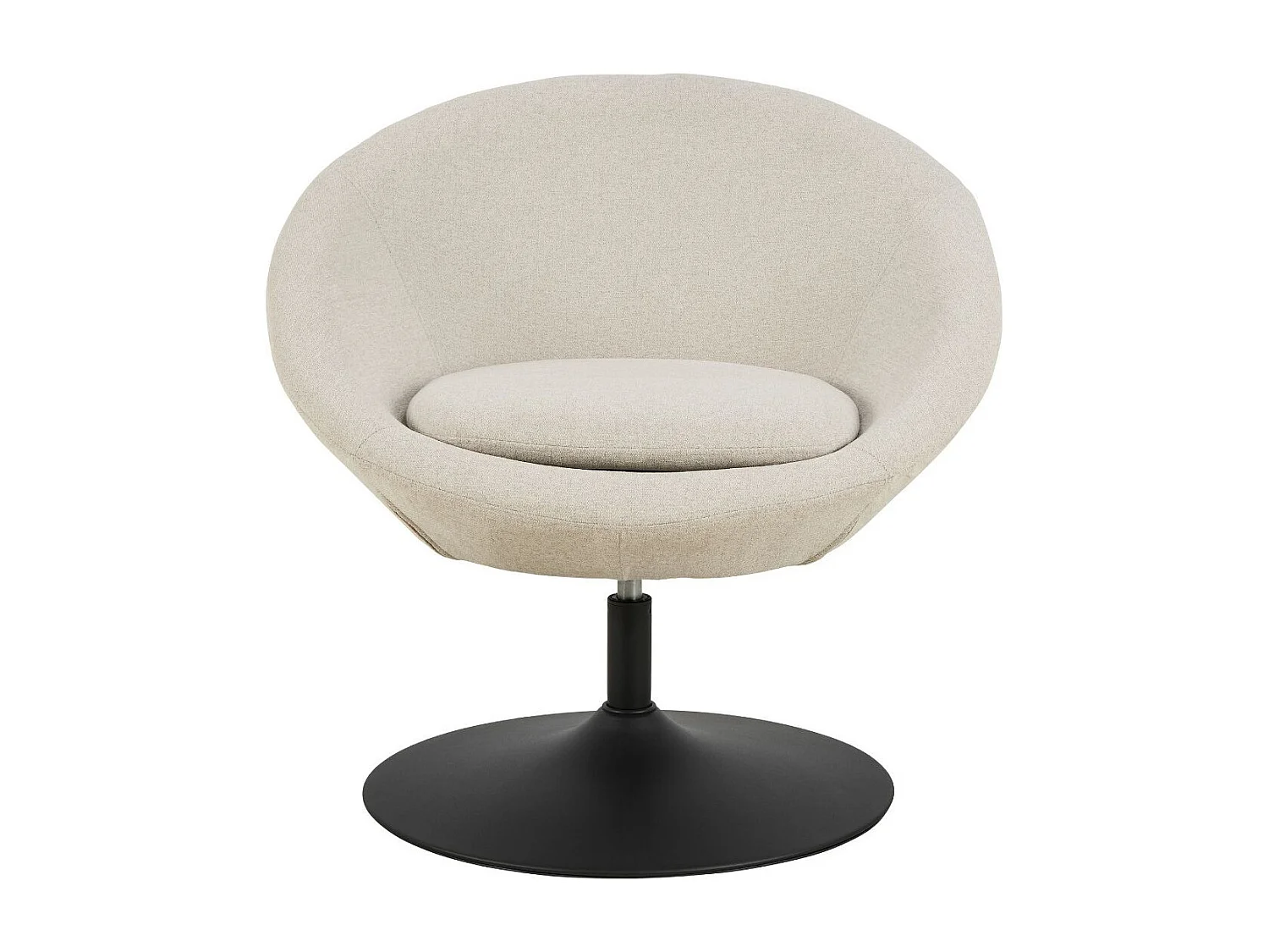 Fauteuil rond organique pivotant en tissu beige - NAEL