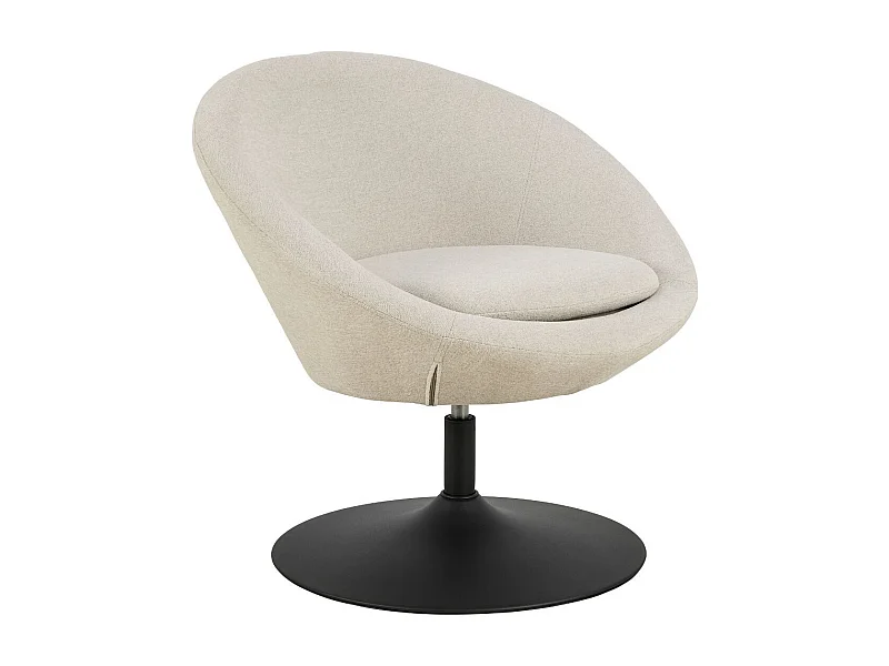 Fauteuil rond organique pivotant en tissu beige - NAEL