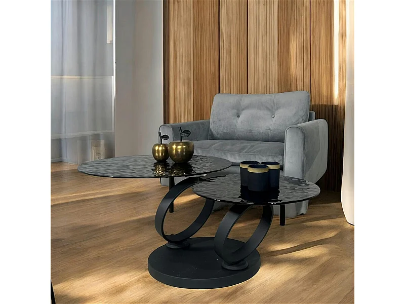 Table basse en verre ondulé noir LIGURIE