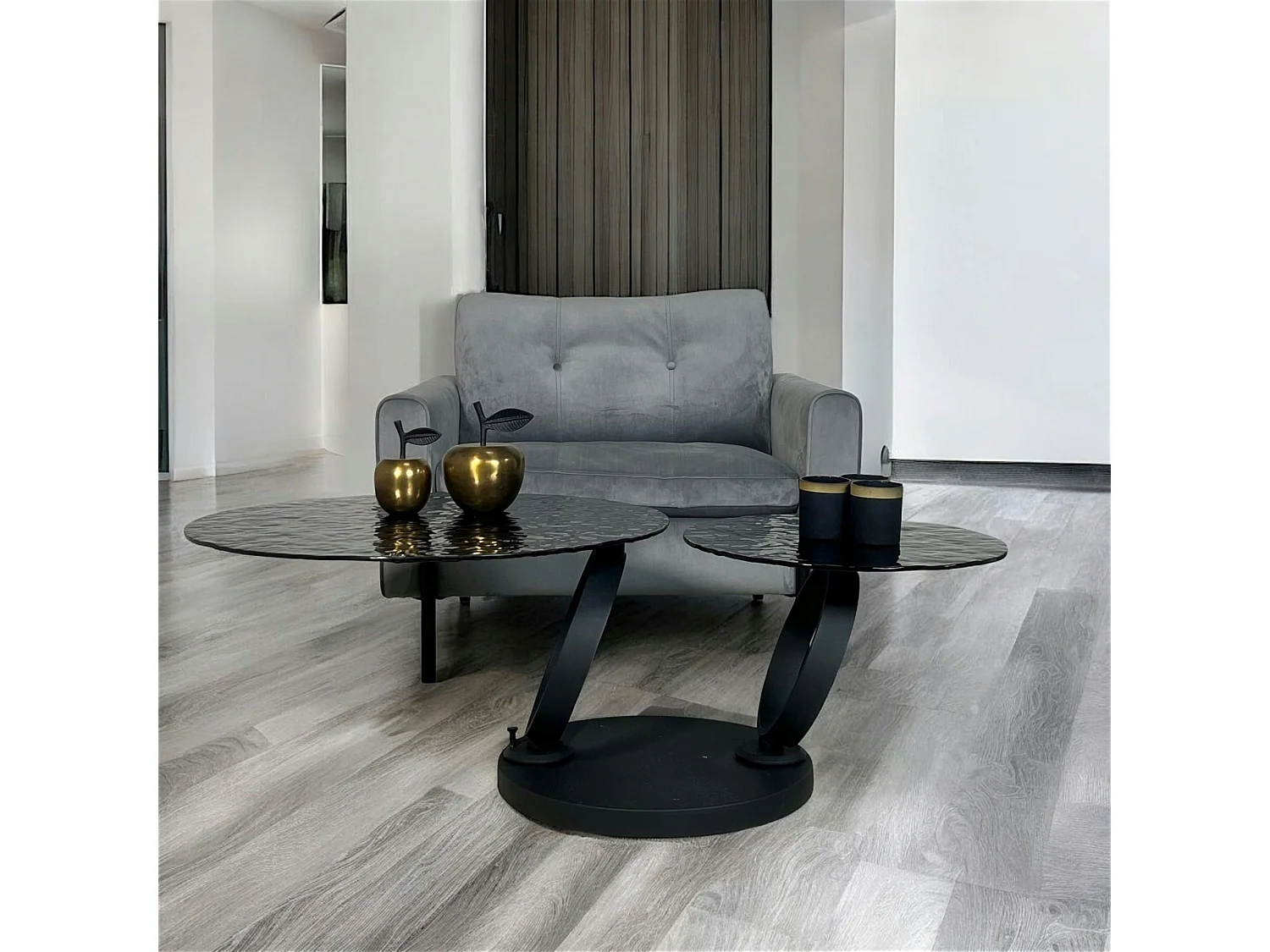 Table basse en verre ondulé noir LIGURIE