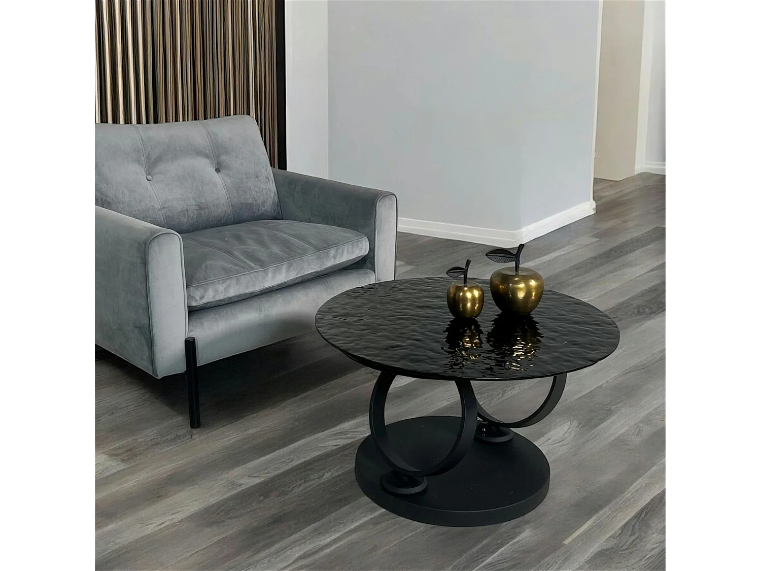 Table basse en verre ondulé noir LIGURIE