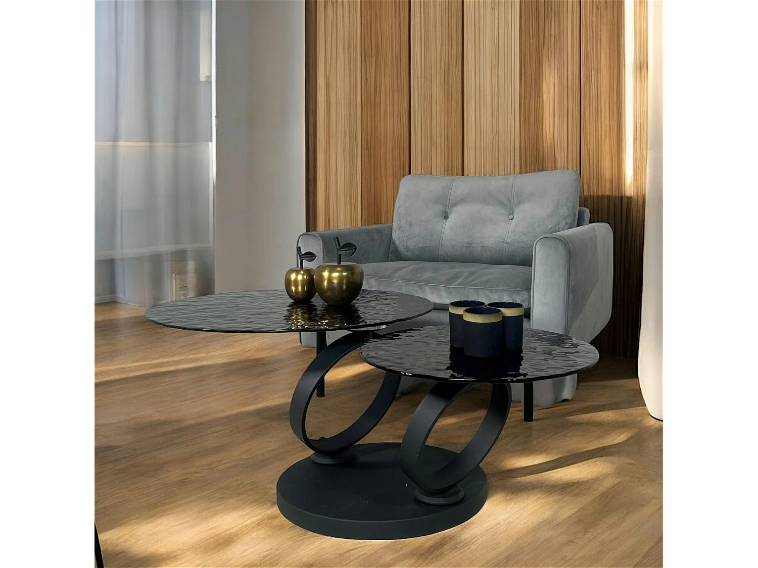 Table basse en verre ondulé noir LIGURIE