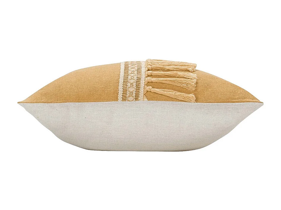 Coussin Déco Franges "Janara" 45x45cm Ocre