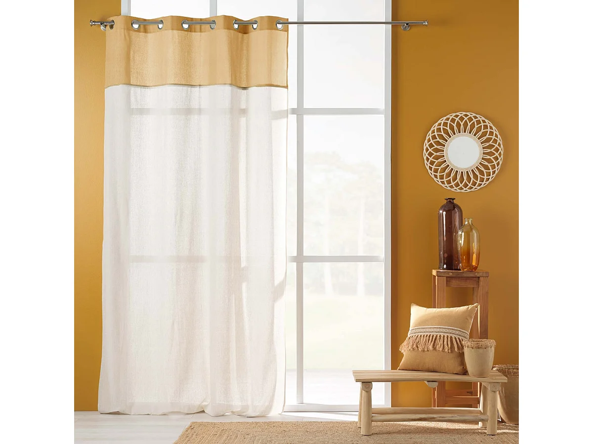 Coussin Déco Franges "Janara" 45x45cm Ocre