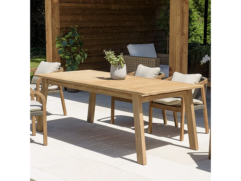 CELESTIN - Table à manger de jardin en bois d'acacia 200x95cm