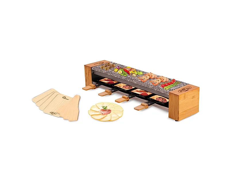 Raclette Little Balance 4 Personen Meuuuh Holz 600W Kochstein