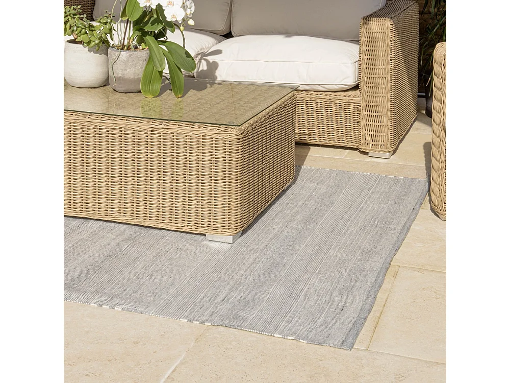 QUENTIN - Tapis d'extérieur rectangulaire 200x290cm gris/blanc