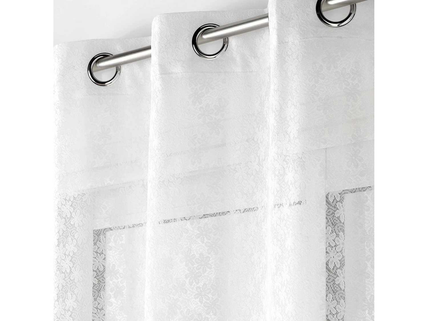 Rideau Voilage à Œillets Maille "Fanny" 140x240cm Blanc