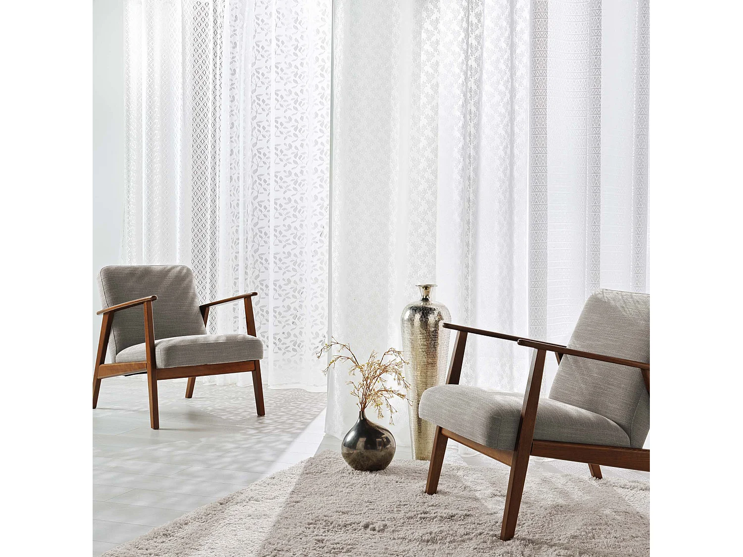 Rideau Voilage à Œillets Maille "Fanny" 140x240cm Blanc