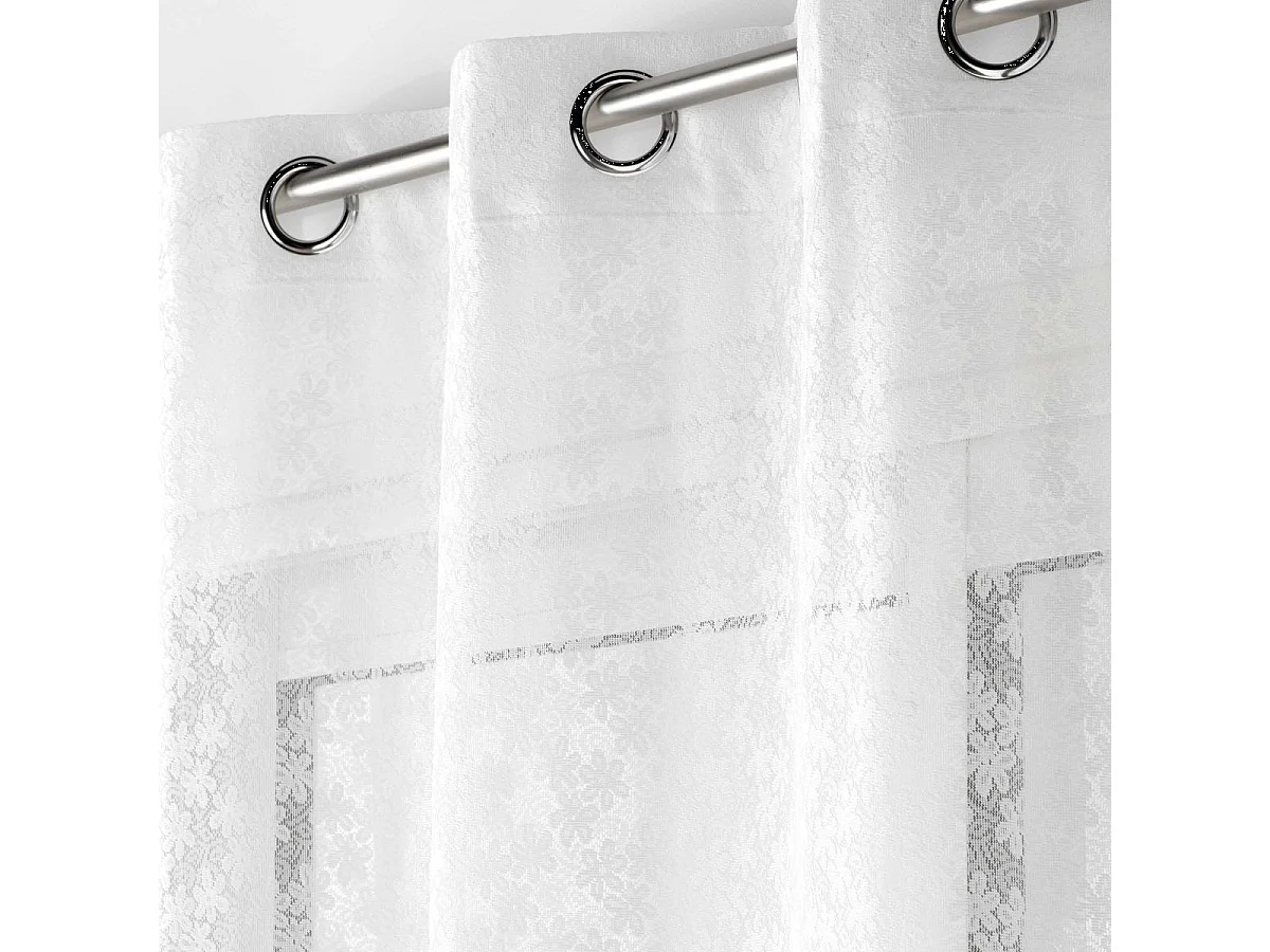Rideau Voilage à Œillets Maille "Fanny" 140x240cm Blanc