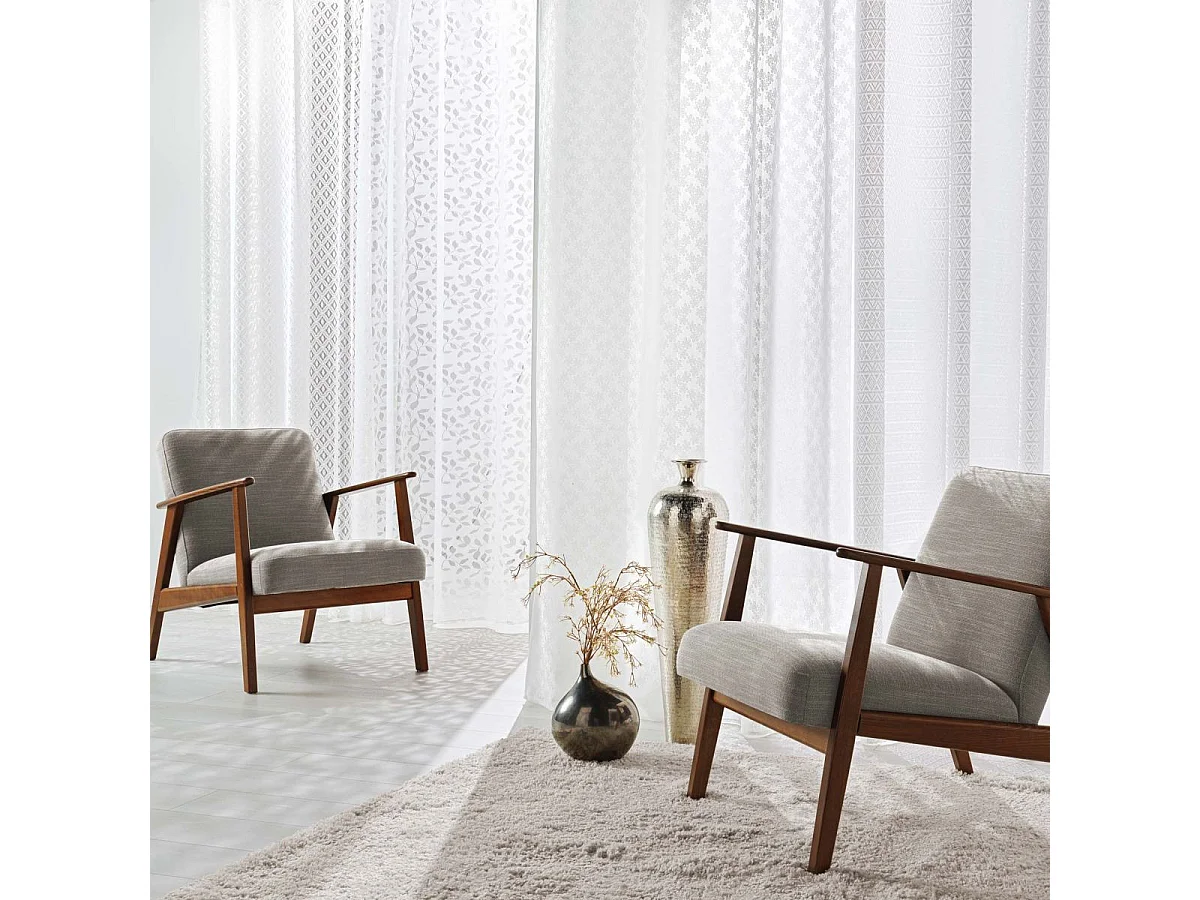 Rideau Voilage à Œillets Maille "Fanny" 140x240cm Blanc