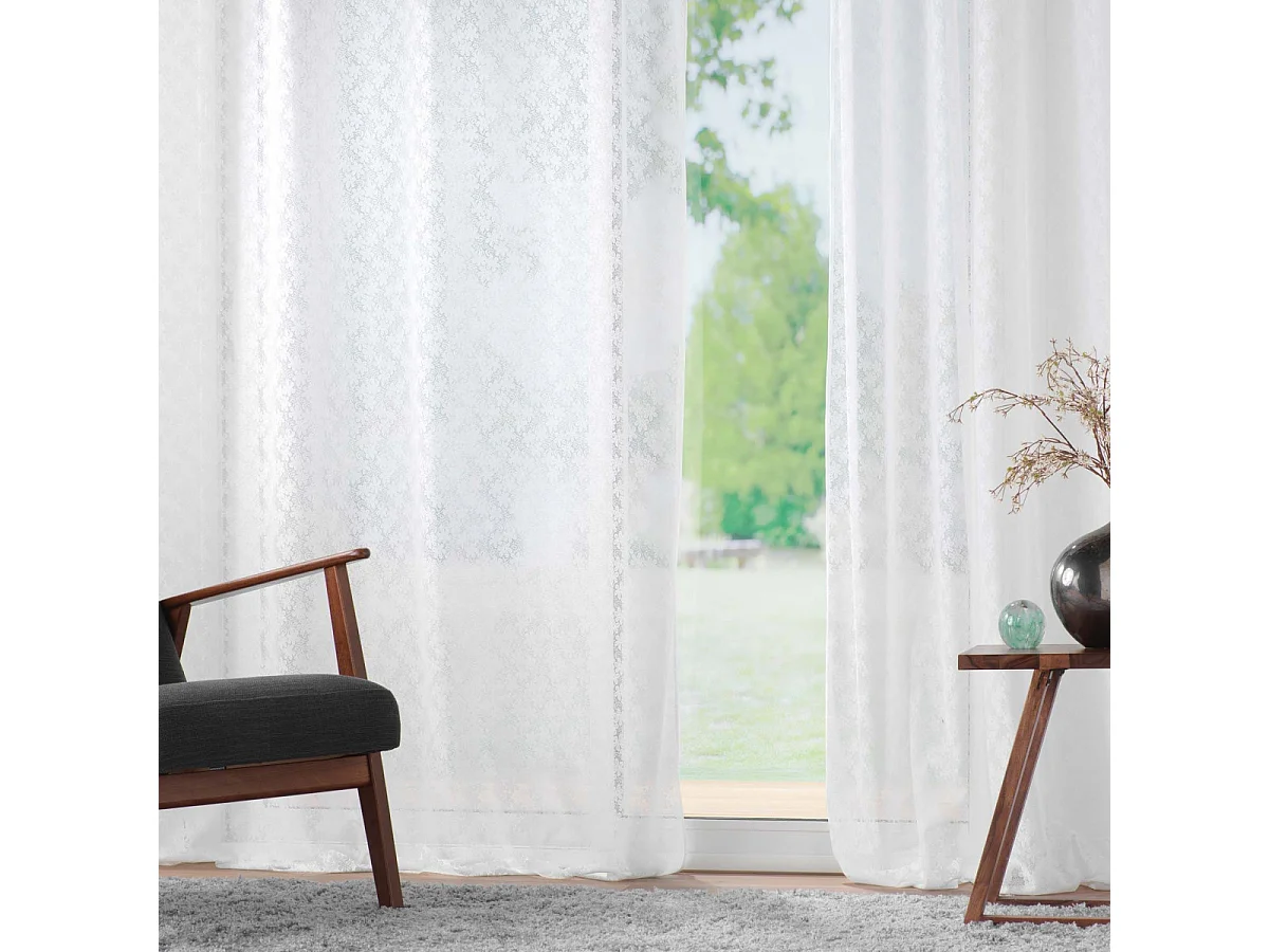 Rideau Voilage à Œillets Maille "Fanny" 140x240cm Blanc