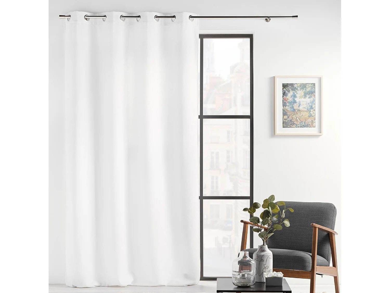 Rideau à Œillets en Velours "Verra" 140x260cm Blanc