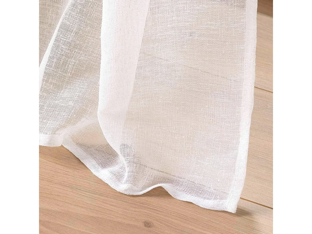 Gran Voile a Ojetes Haltona Blanco Efecto Lino Tejido