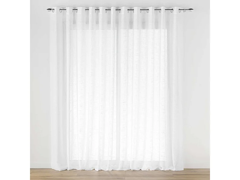 Firanka Voile "Haltona" Biały 400x240cm Efekt Tkanej Tkaniny Lnianej Oczka Oeko-tex