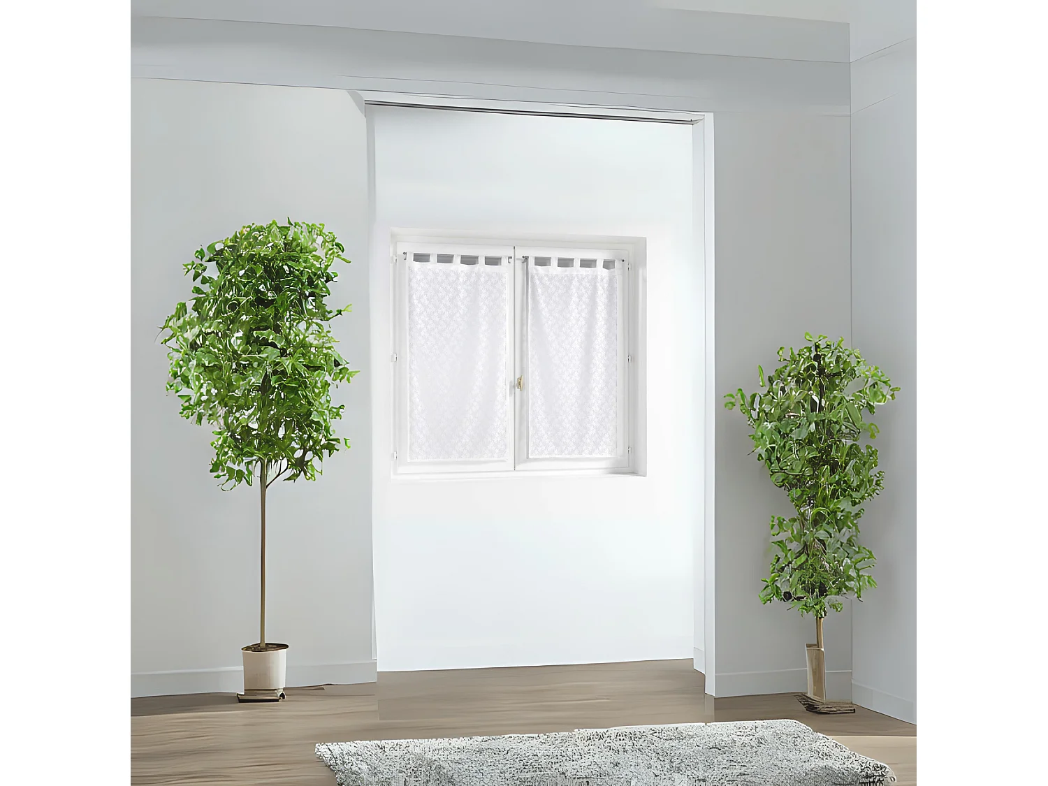 Paire de Voilages Maille "Fanny" 60x120cm Blanc