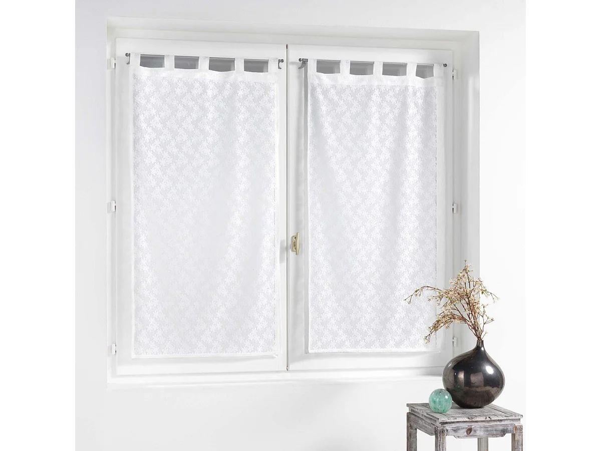 Paire de Voilages Maille "Fanny" 60x120cm Blanc