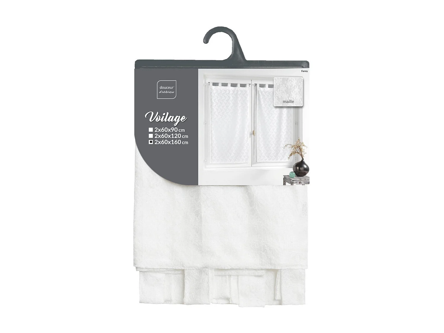 Paire de Voilages Maille "Fanny" 60x160cm Blanc