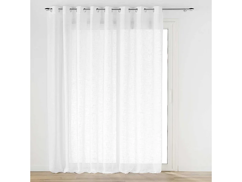 Duża Zasłona z Oczkami Haltona Biały Efekt Tkaniny Lnianej 300x240cm
