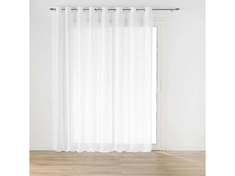 Groot Gordijn met Ringen Haltona Wit Geweven Linnen Effect 300x240cm