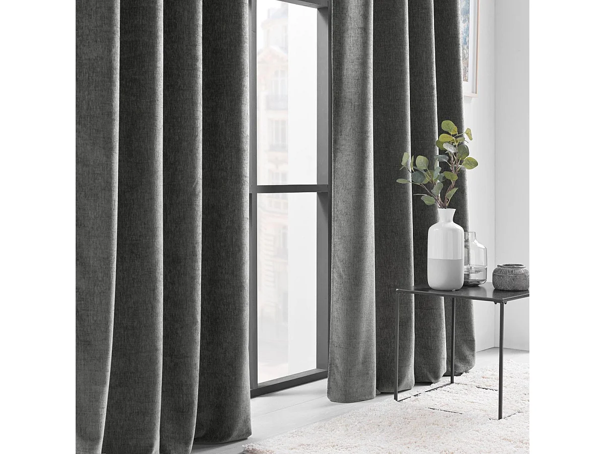 Rideau à Œillets en Velours "Verra" 140x260cm Anthracite