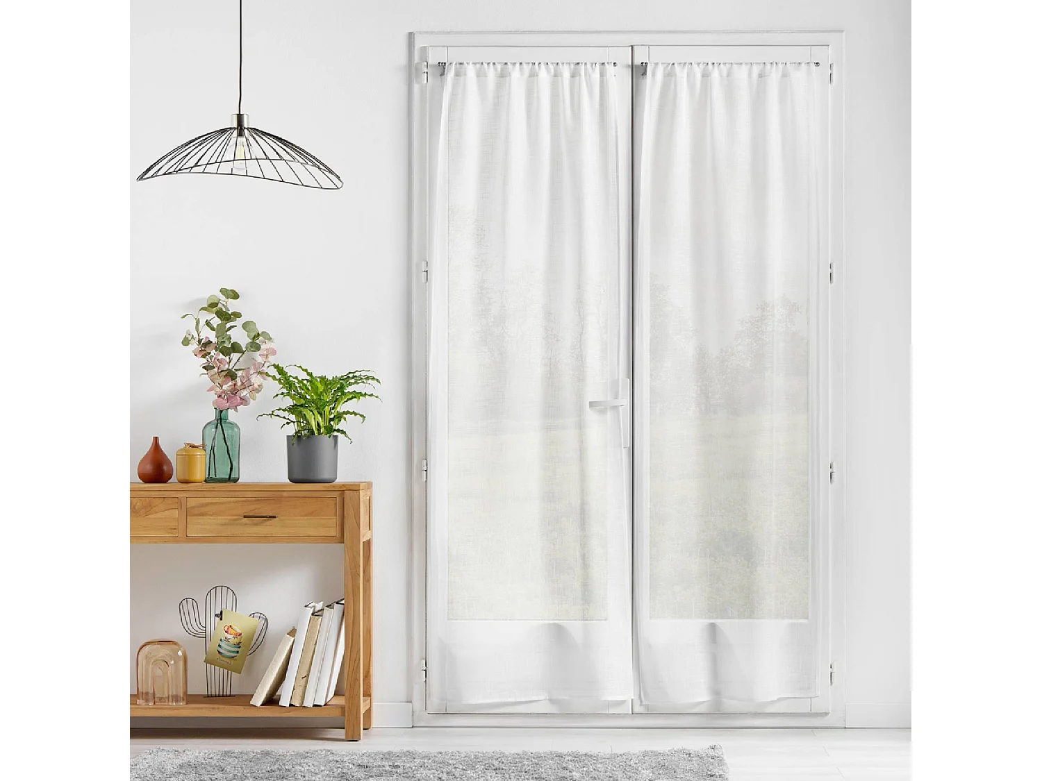 Paire de Voilage Passe-Tringle "Haltona" 70x200cm Blanc