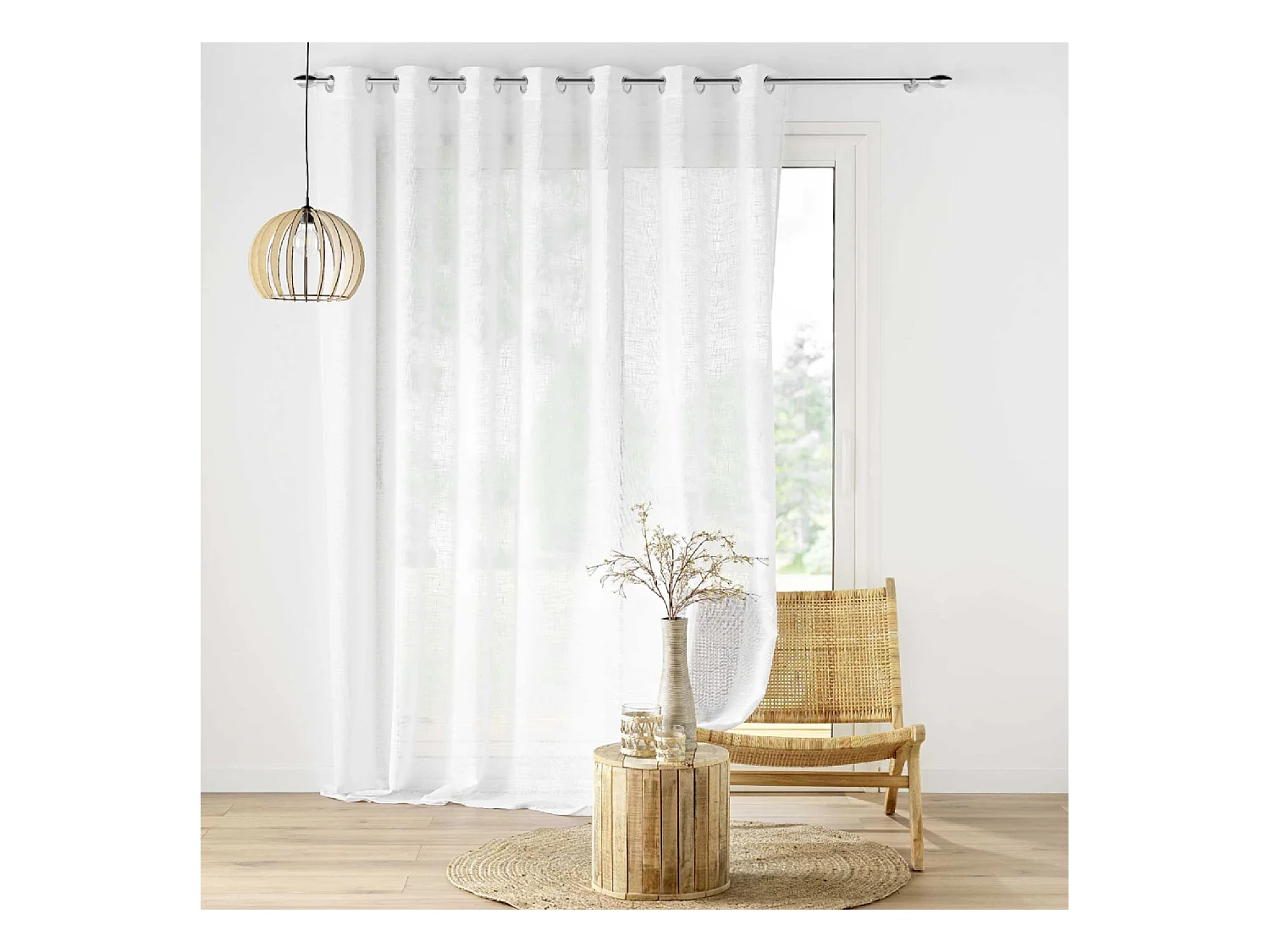 Firanka Woalowa "Haltona" Biały Efekt Lnu 240x240cm na Rzepy - Oeko-tex