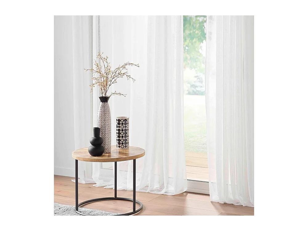 Firanka Woalowa "Haltona" Biały Efekt Lnu 240x240cm na Rzepy - Oeko-tex