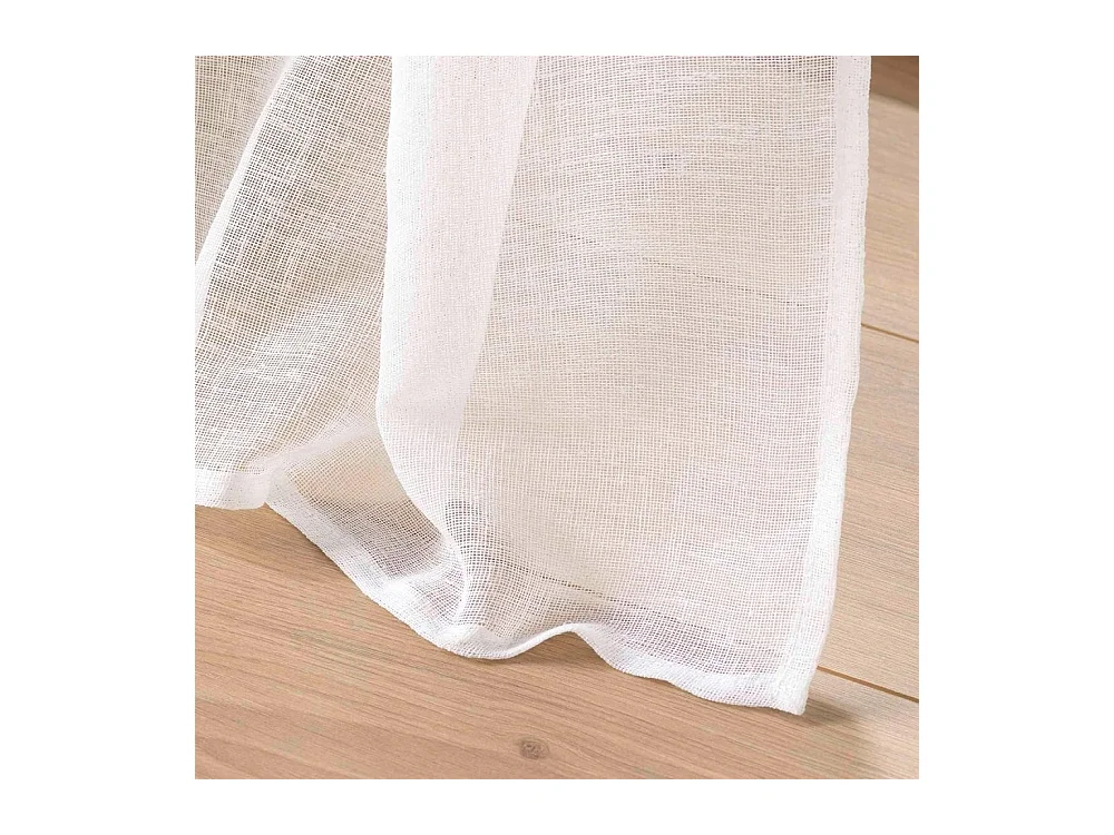 Firanka Woalowa "Haltona" Biały Efekt Lnu 240x240cm na Rzepy - Oeko-tex