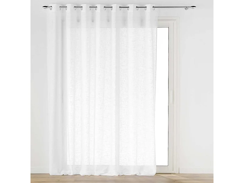 Voile Vorhang "Haltona" Weiß Leinenoptik 240x240cm mit Ösen - Oeko-tex