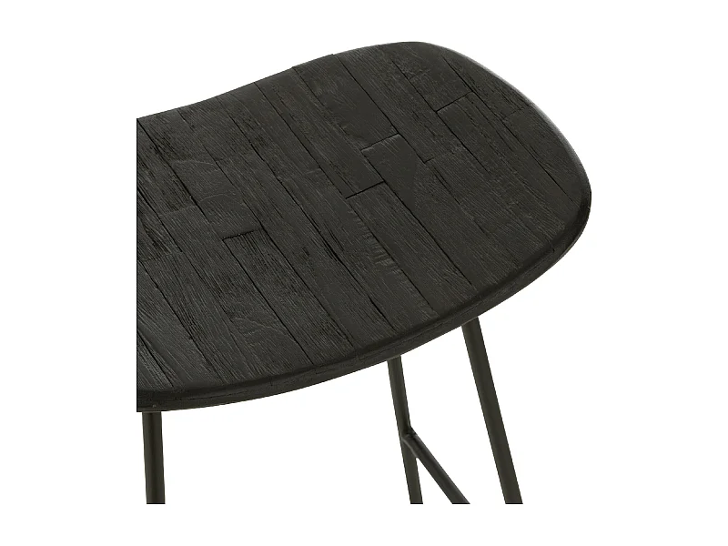 Tabouret de Bar en Bois "Teck" 74cm Noir