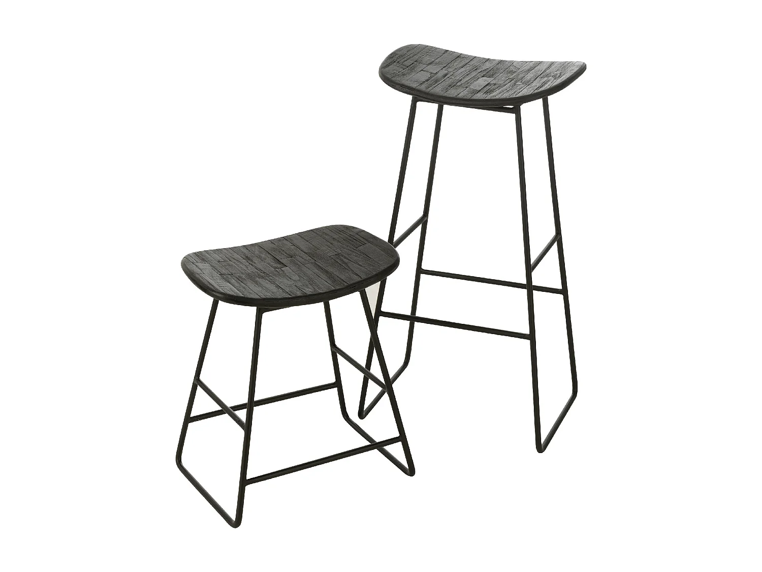 Tabouret de Bar en Bois "Teck" 74cm Noir