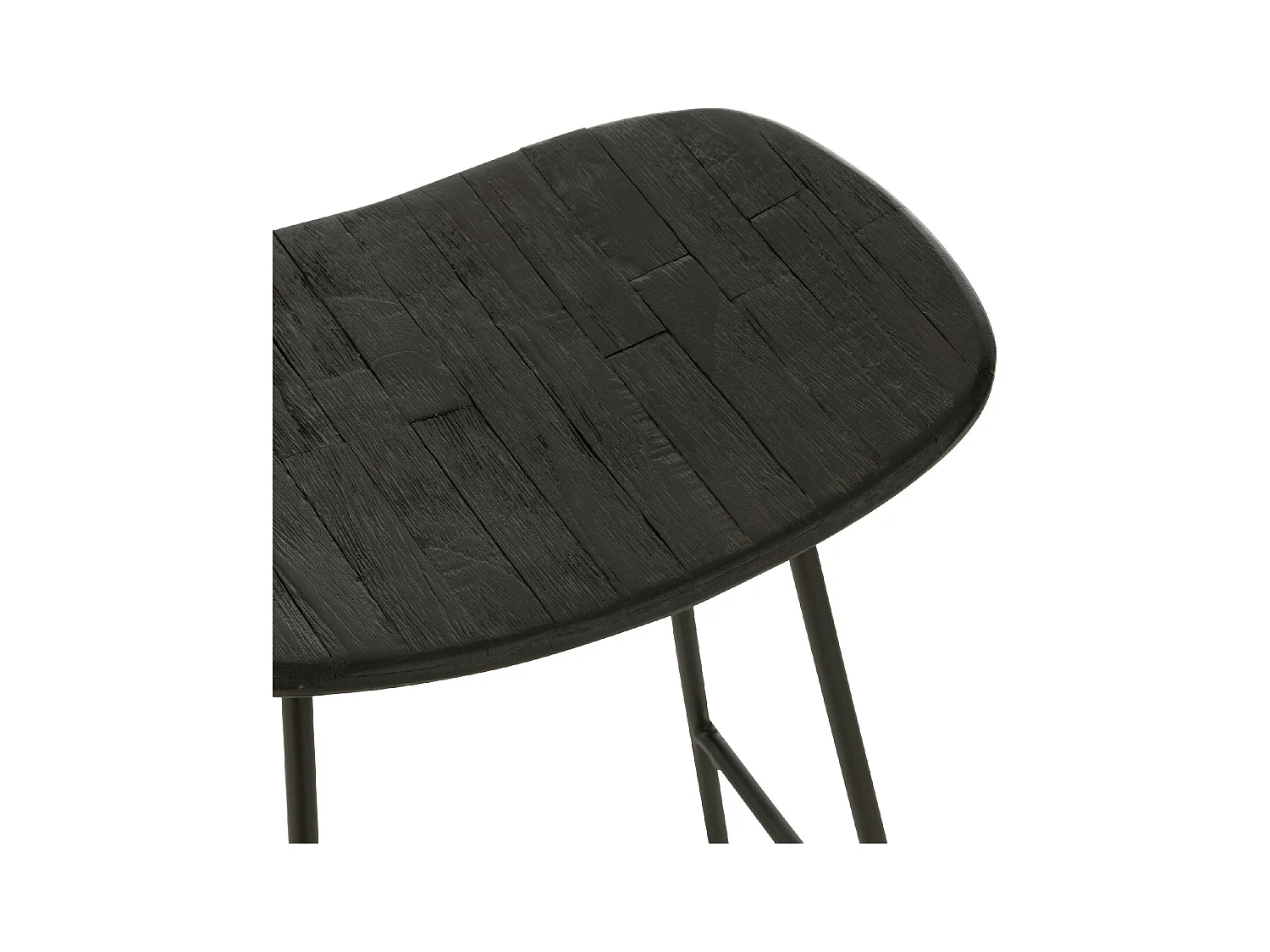Tabouret de Bar en Bois "Teck" 74cm Noir