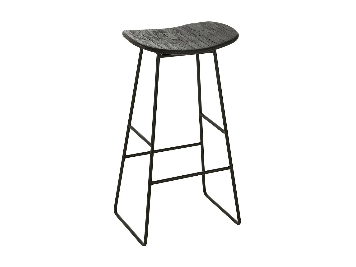 Tabouret de Bar en Bois "Teck" 74cm Noir