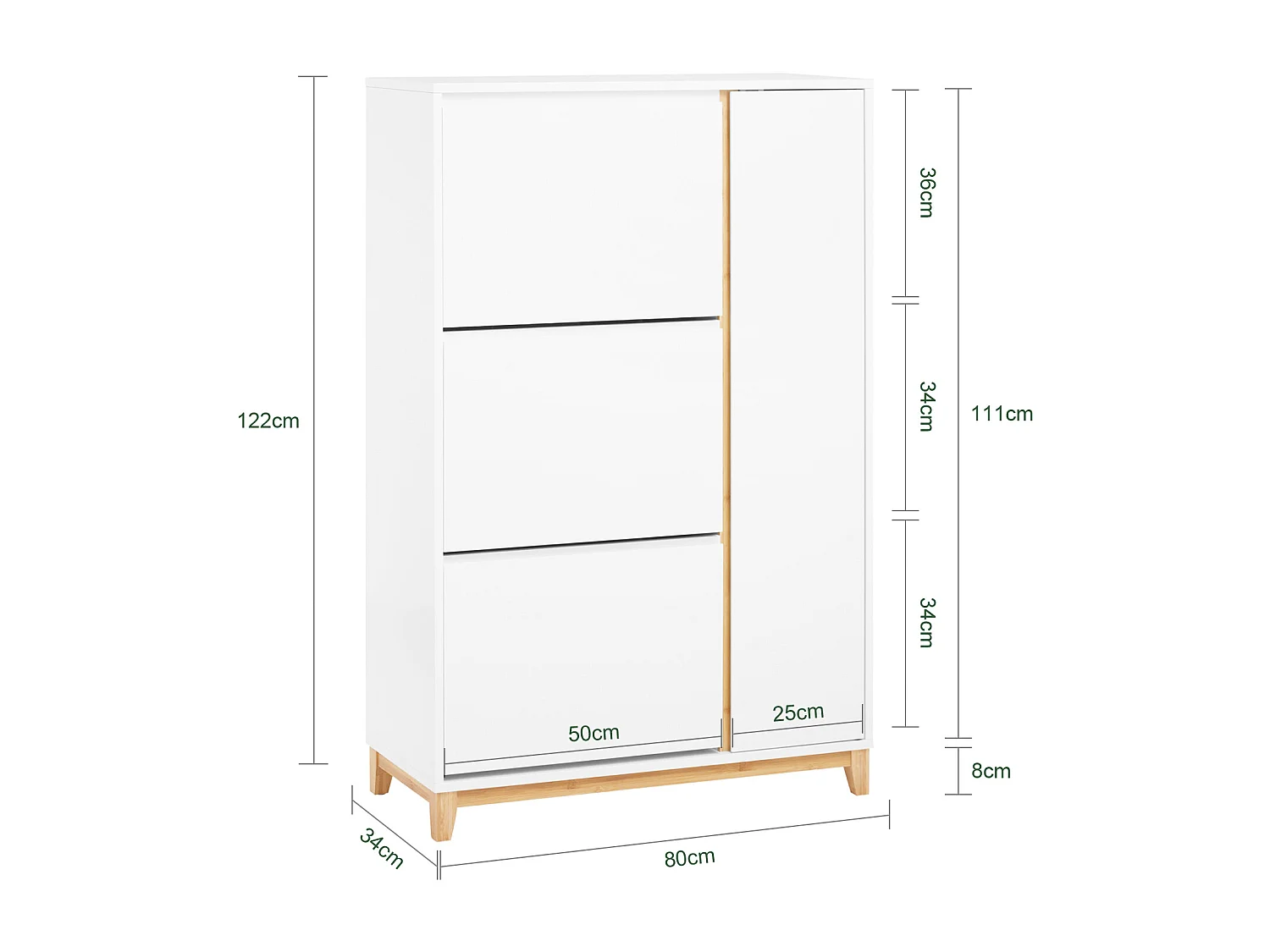 SoBuy Meuble à Chaussures avec 3 Abattants et 1 Porte, Armoire à Chaussures, Commode d'Entrée, Rangement pour Chaussures, FSR189-WN