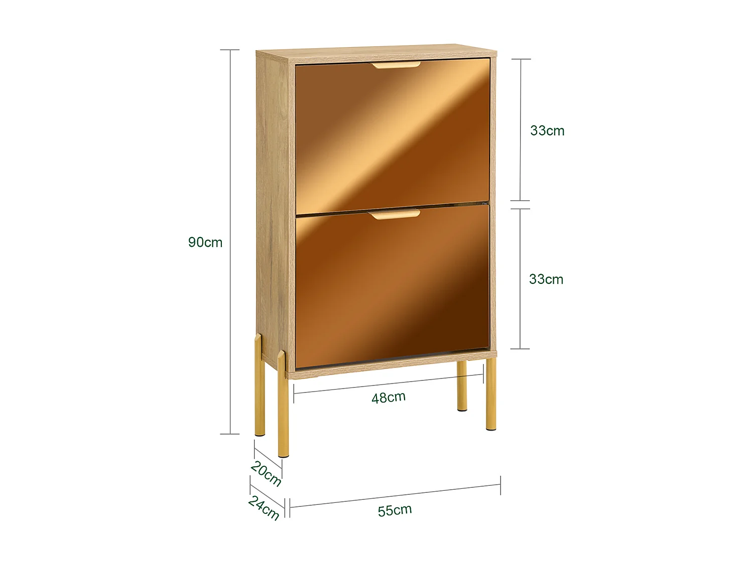 SoBuy FSR181-G Schoenenkast met 2 kleppen schoenenrek schoenenkast smal schoenenrek met 6 legplanken