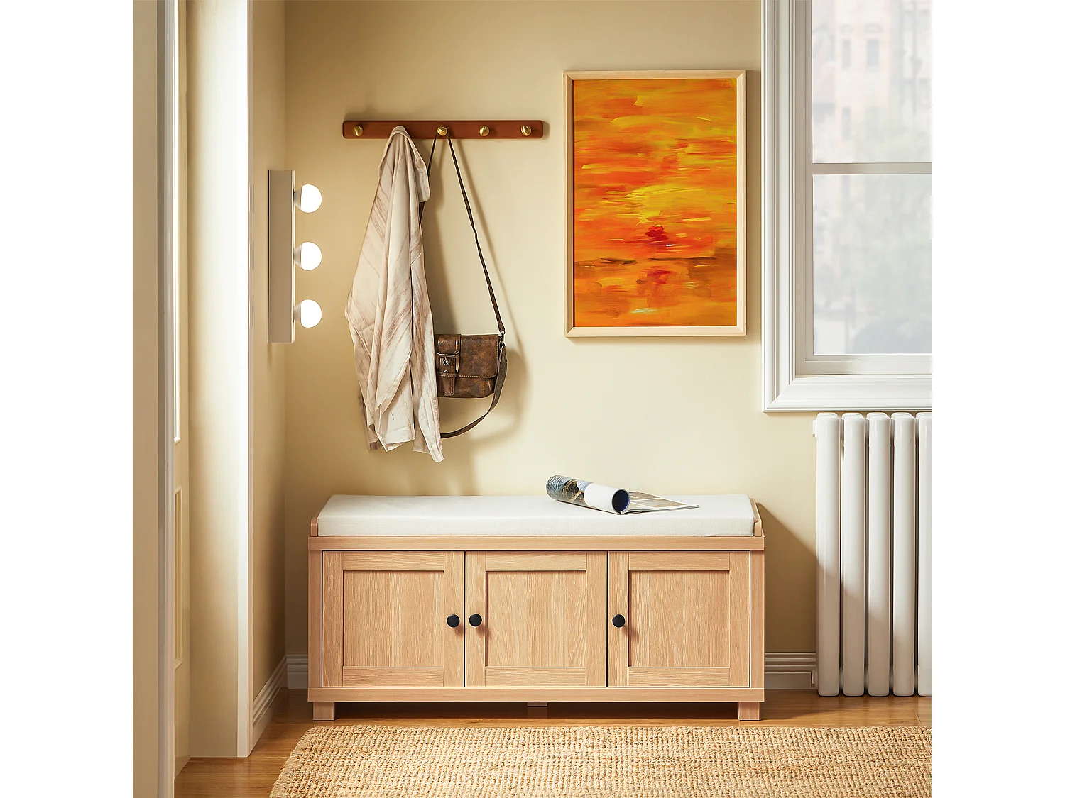 Szafka na buty z 3 drzwiami i poduszką FSR188-N