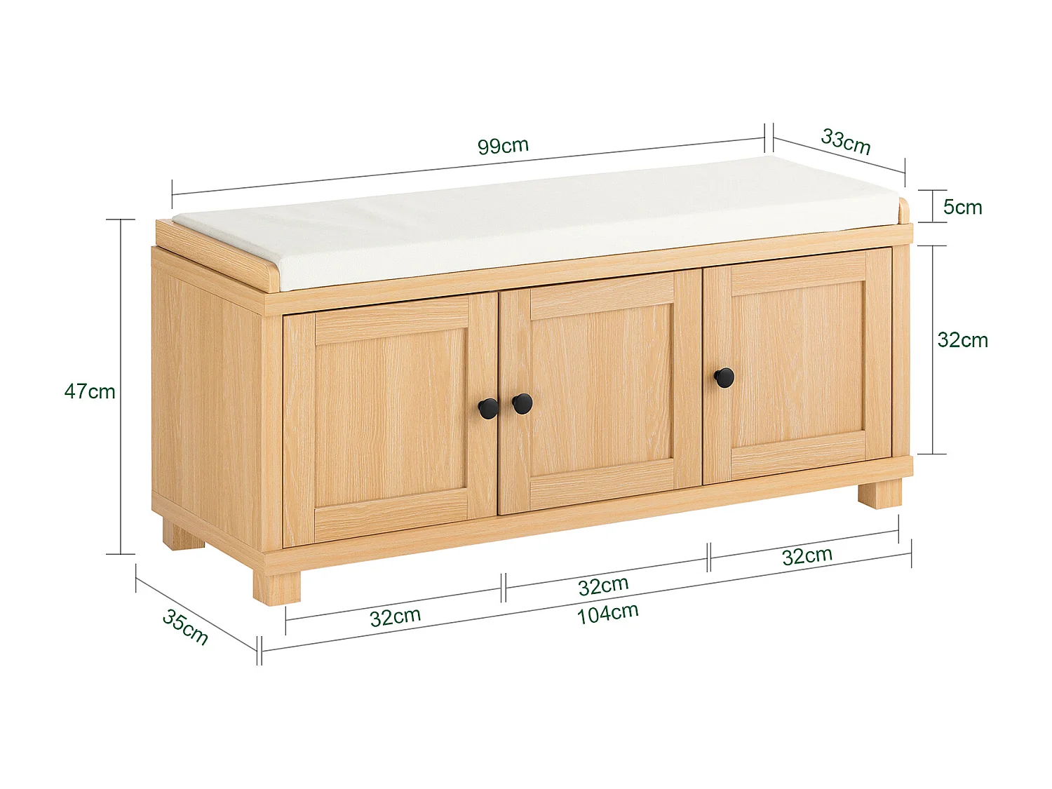 Szafka na buty z 3 drzwiami i poduszką FSR188-N