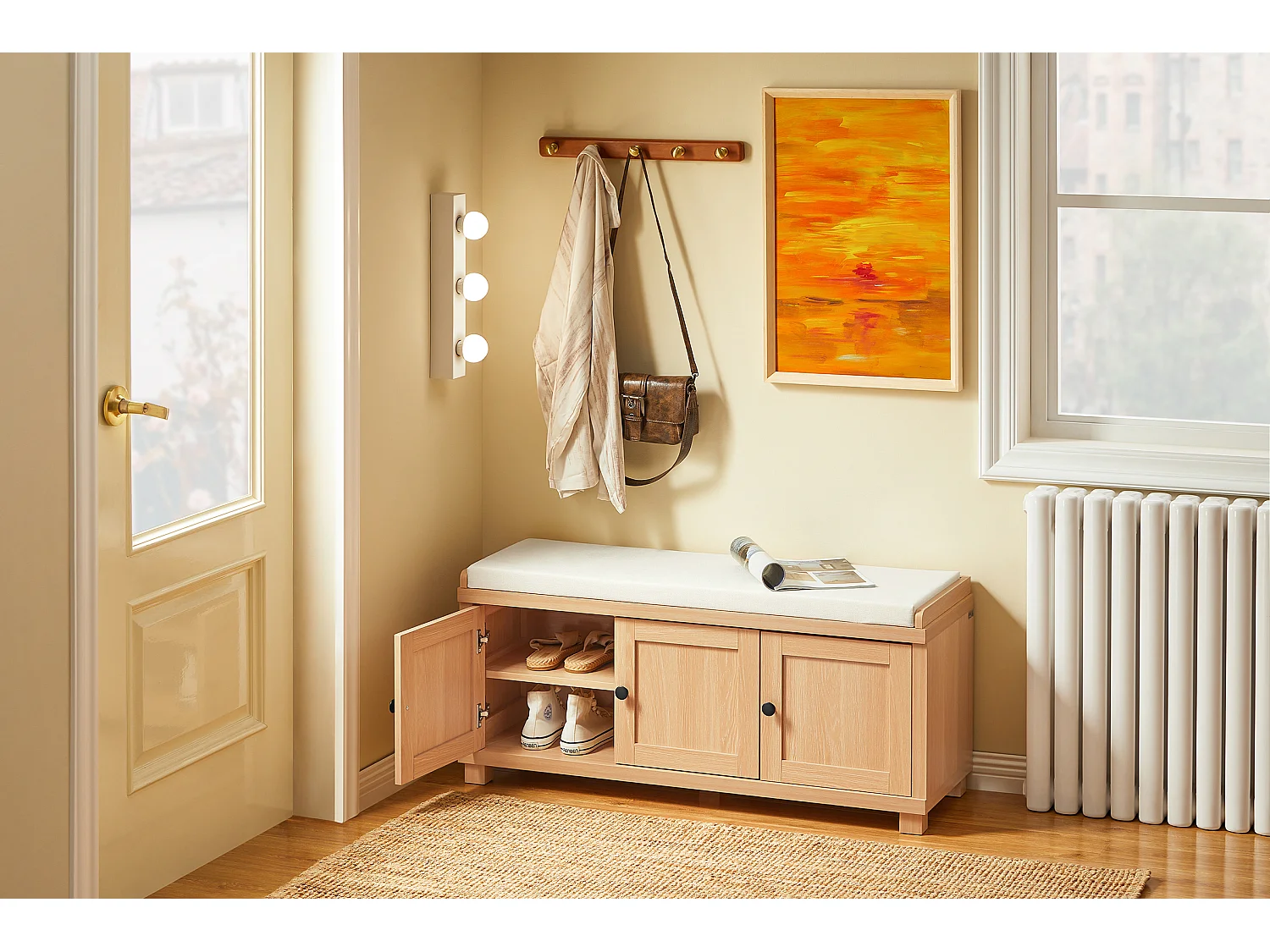 Szafka na buty z 3 drzwiami i poduszką FSR188-N