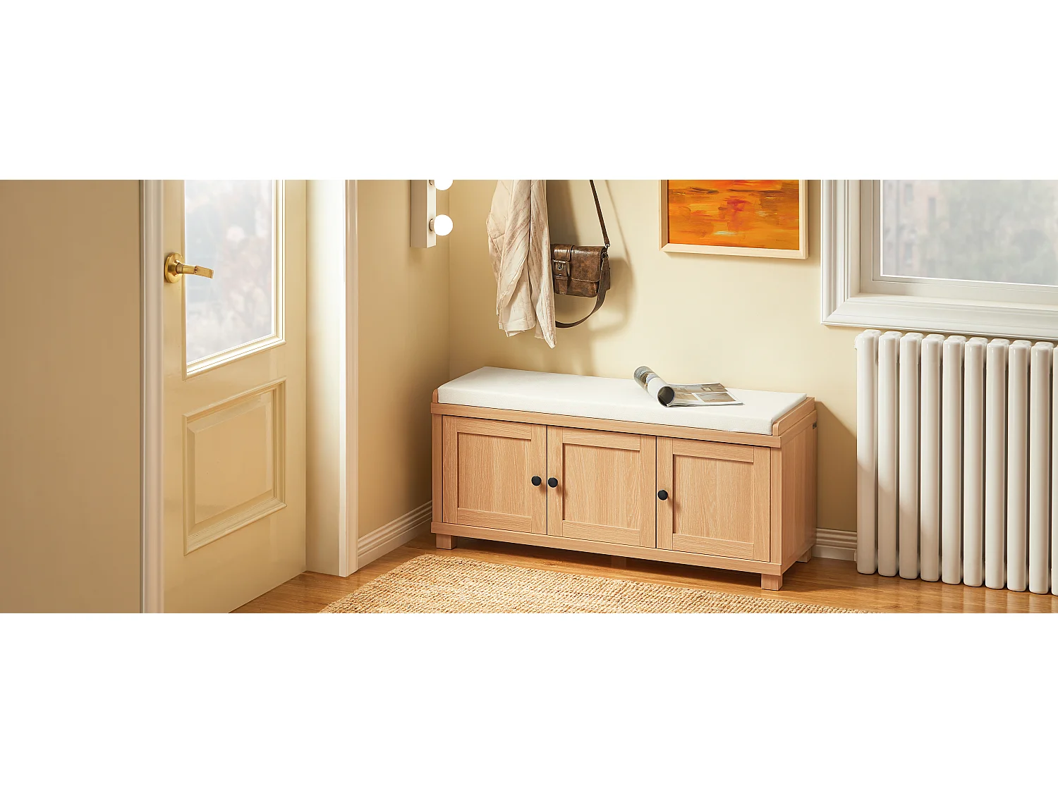 Szafka na buty z 3 drzwiami i poduszką FSR188-N