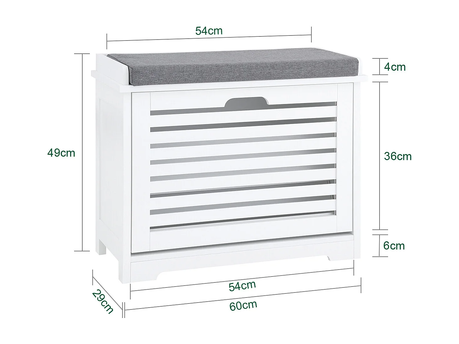 SoBuy Banc Chaussures Rangement Armoire à Chaussures Meuble d'entrée Coffre avec Abattant et Coussin pour Entrée Couloir Chambre Salon Blanc FSR184-K-W