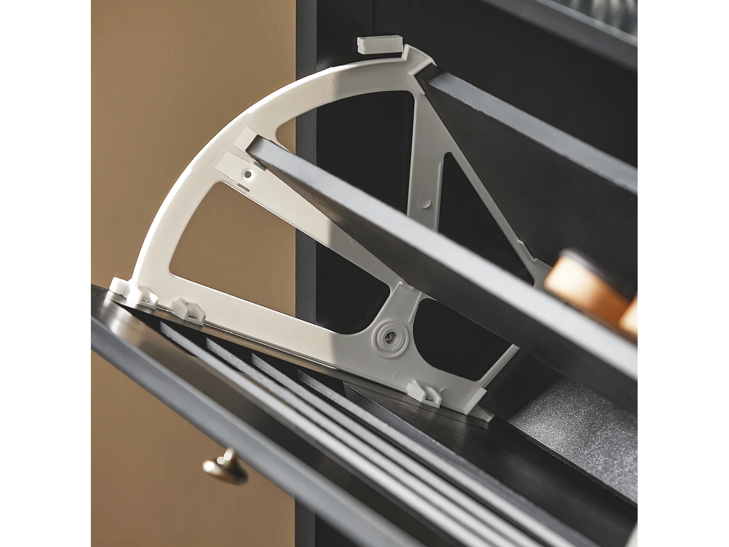 SoBuy FSR152-SCH Zapatero Estrecho con 2 Solapas y 1 Estante Abierto 80 x 24 x 108 cm Negro